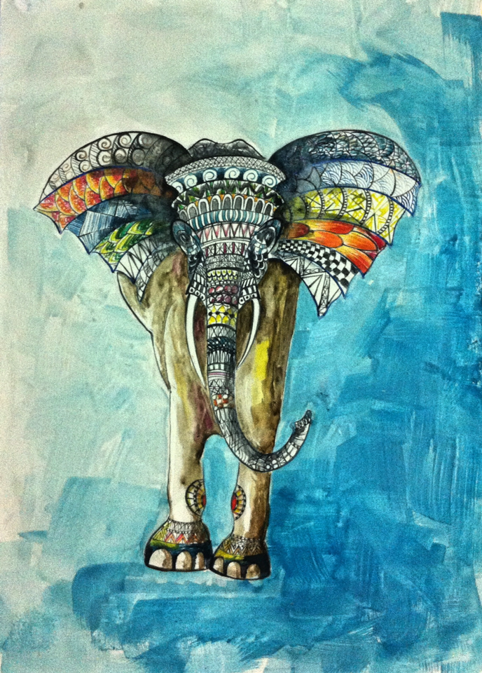 watercolor art elephant acrylic