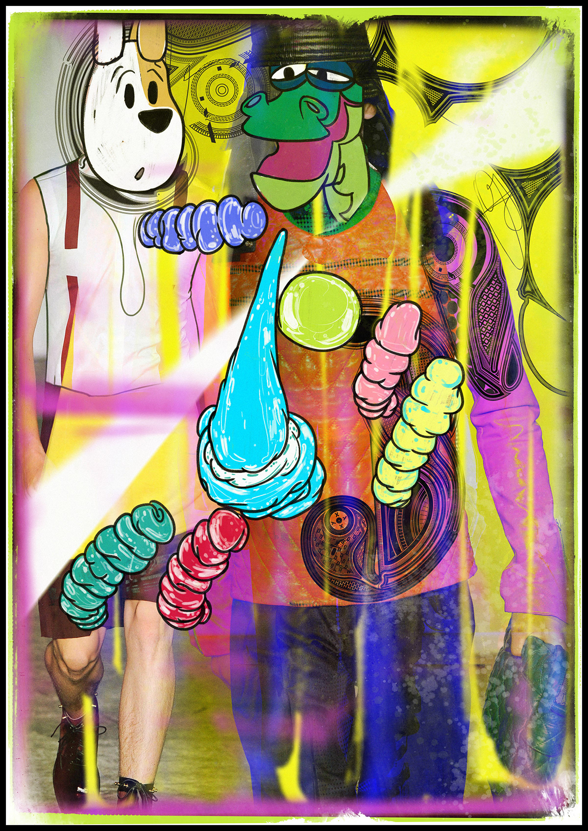 bossco  fashion illustration REKSIO   POLISH CARTOON  cartoon characters Competition fake fur neon