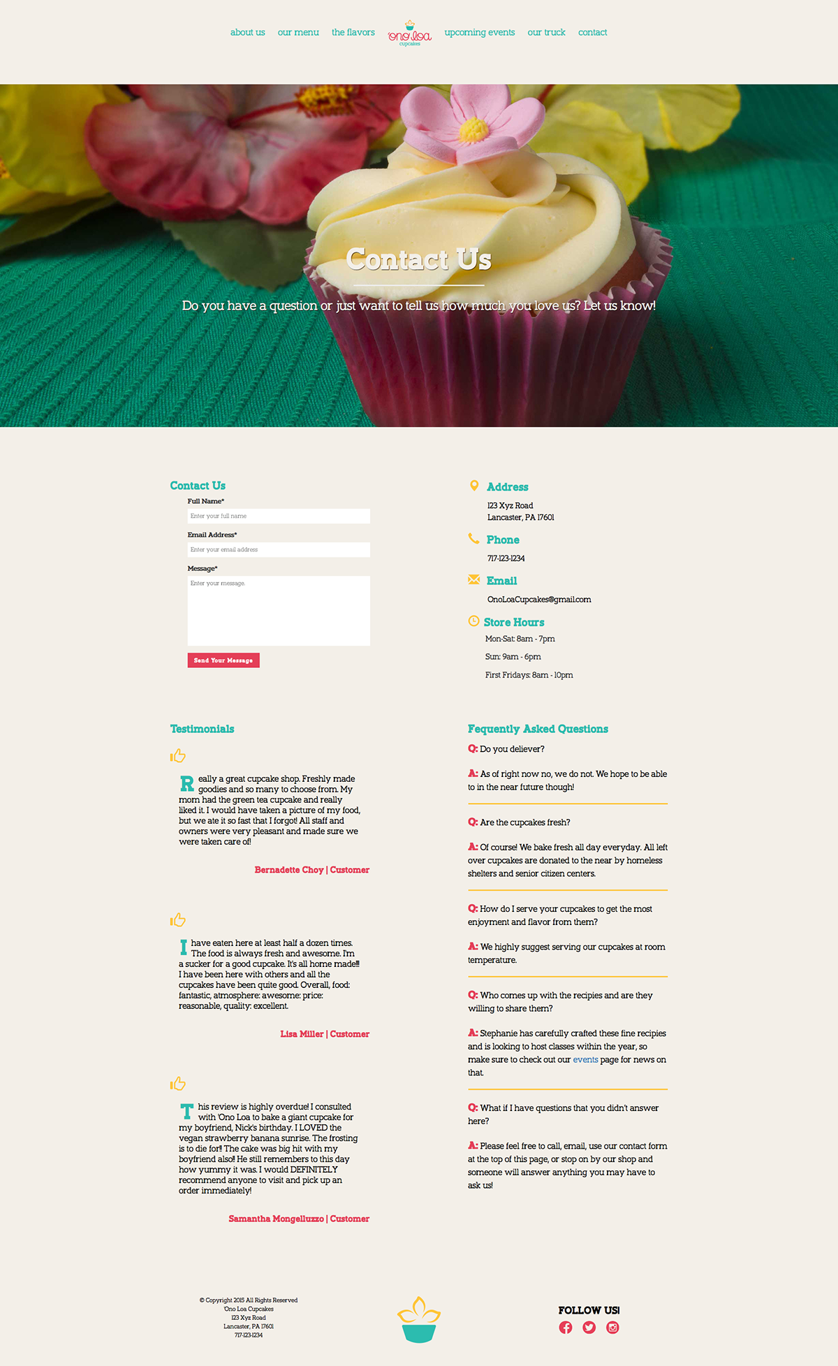 cupcake bakery HAWAII logo responsive website mobile tablet iphone iPad iMac macbook baking Flowers Tropical cupcakes