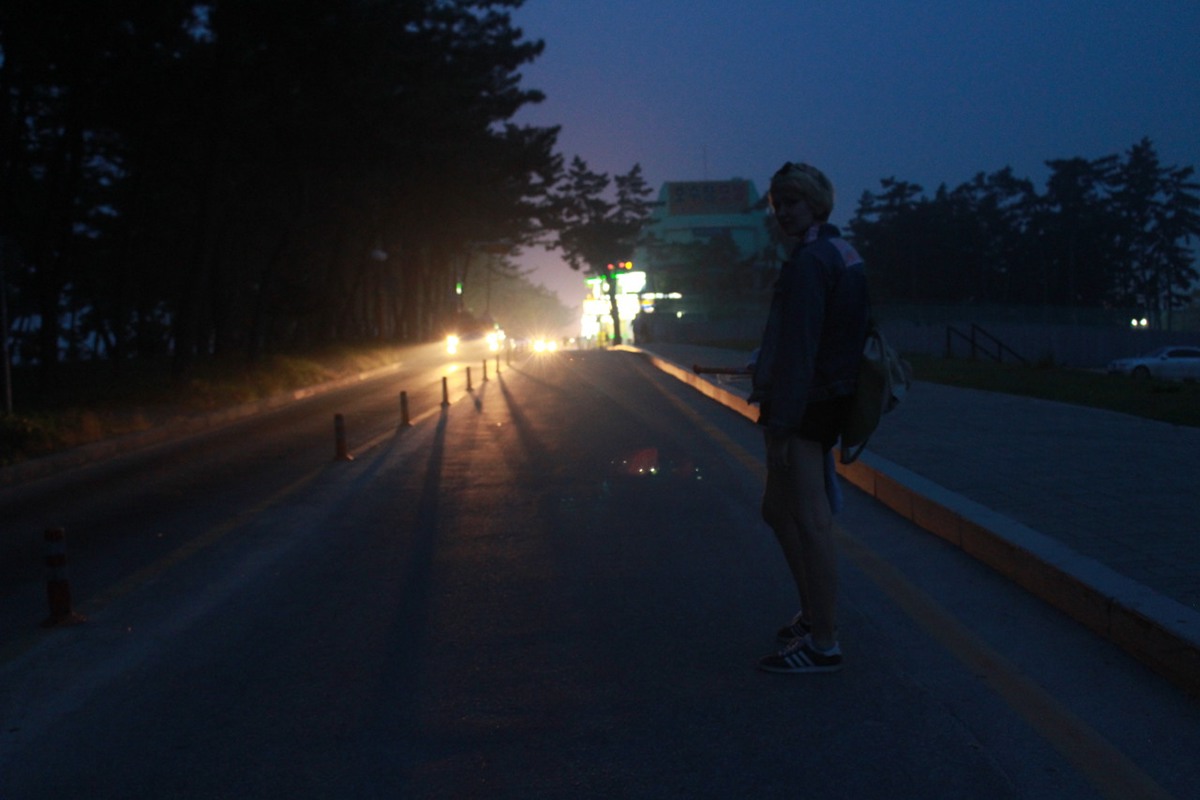 Gangneung South Korea travel photography Moody foggy ghost town twilight sunset phantom beach