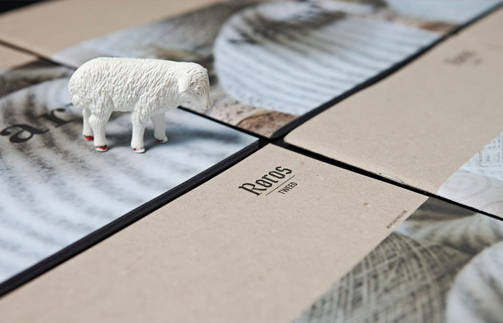 visual identity redesign textile tweed Røros brand material natural design