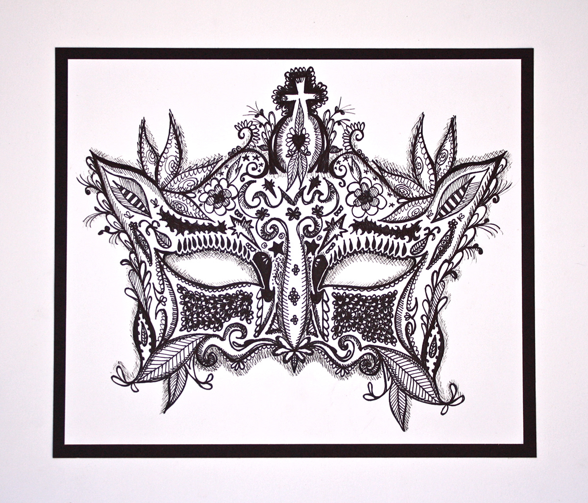 doodle ink printmaking nightmare pattern black & white ceramic