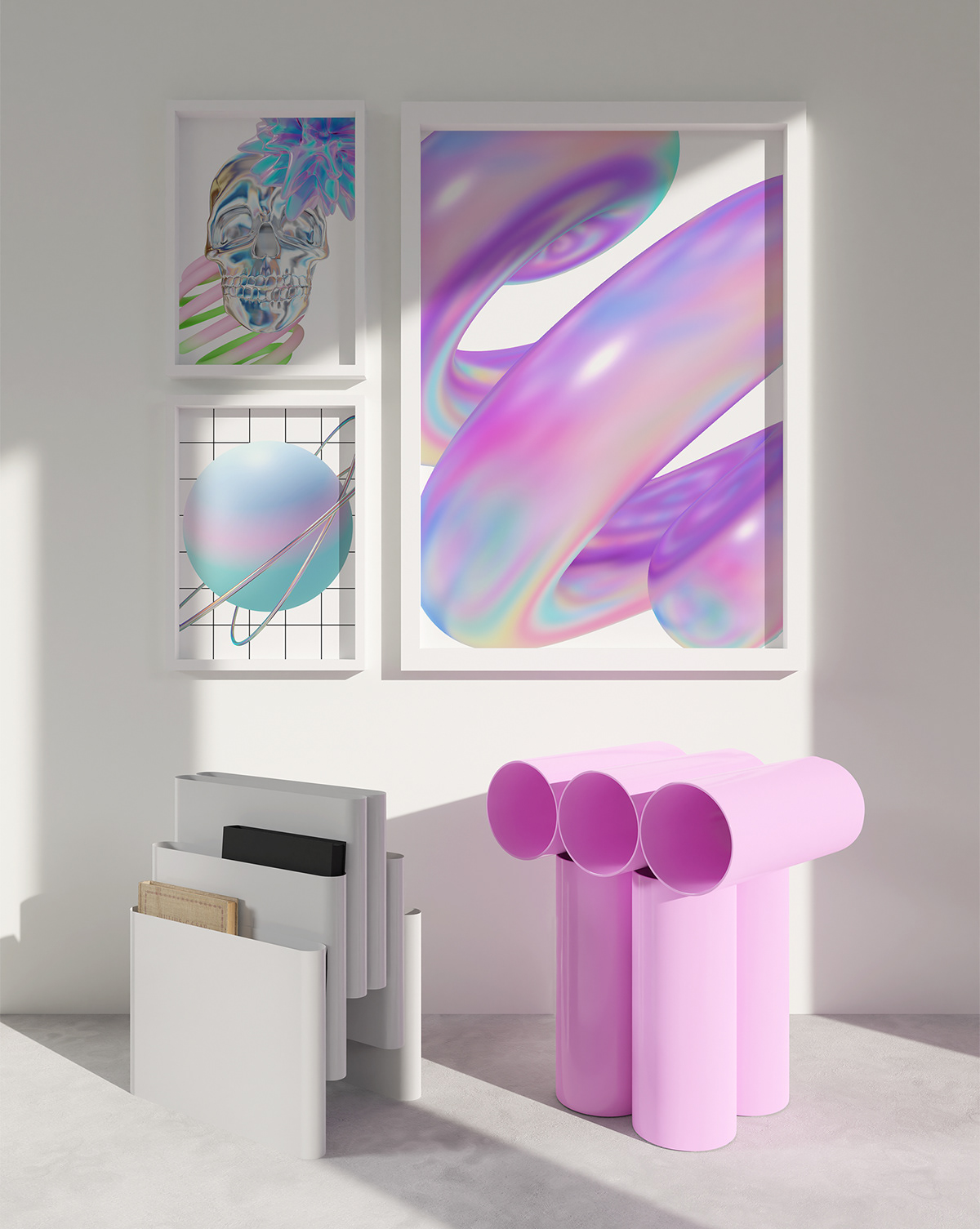 3D 3d shape abstract design Form holographic iridescent Render surreal UI/UX