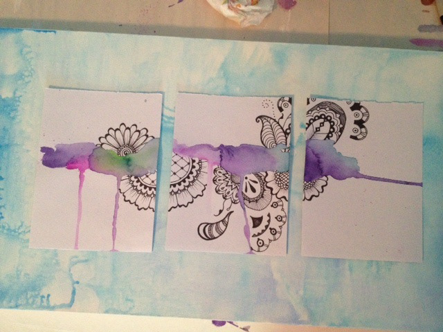 pattern Flowers watercolor cards