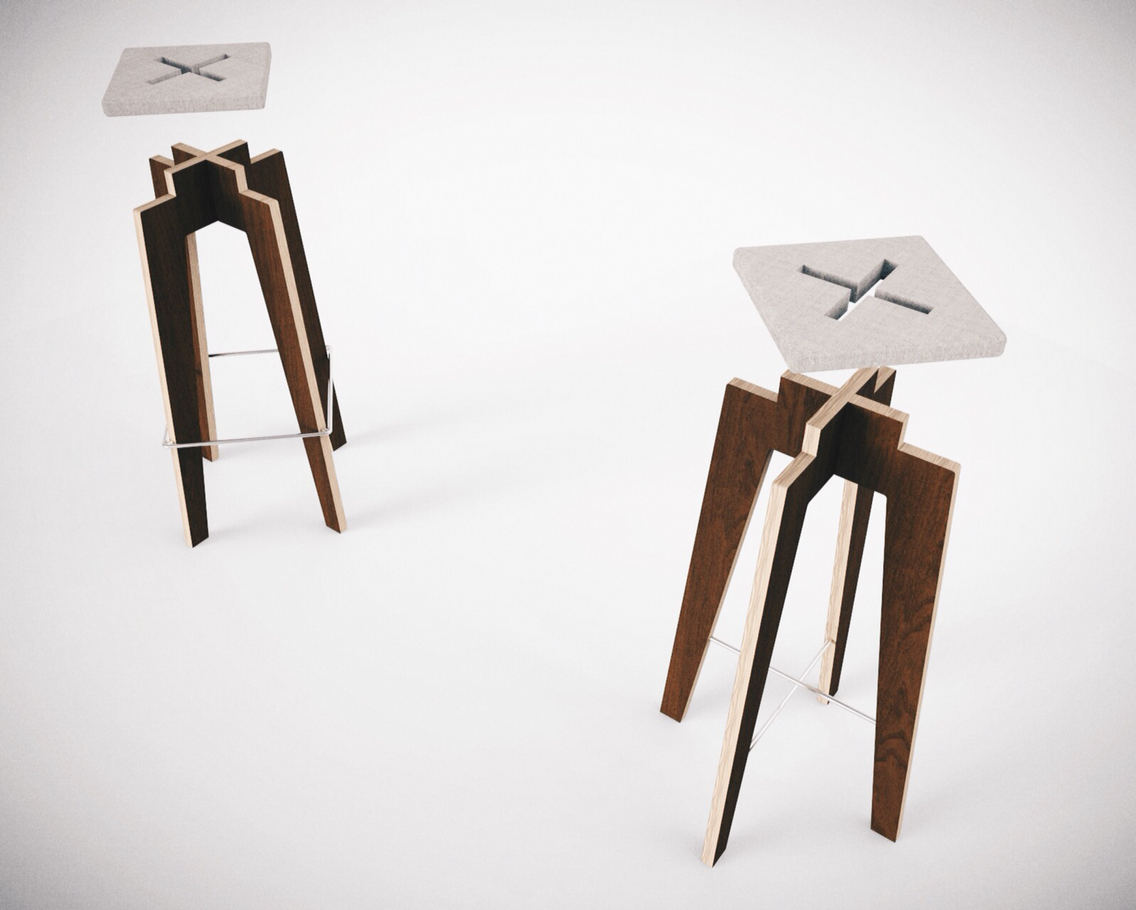 stool design walnut concrete interiors woodworking woodcrafting Interior furniture product