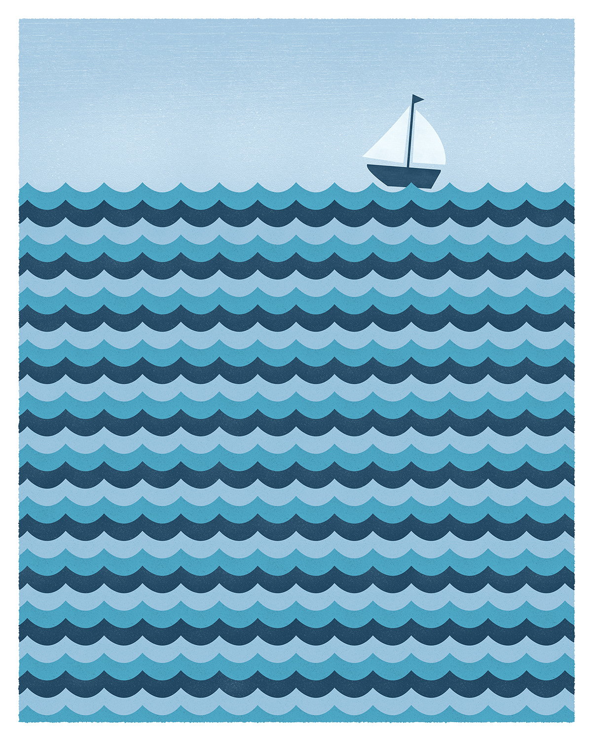 Sail Ocean waves minimal color