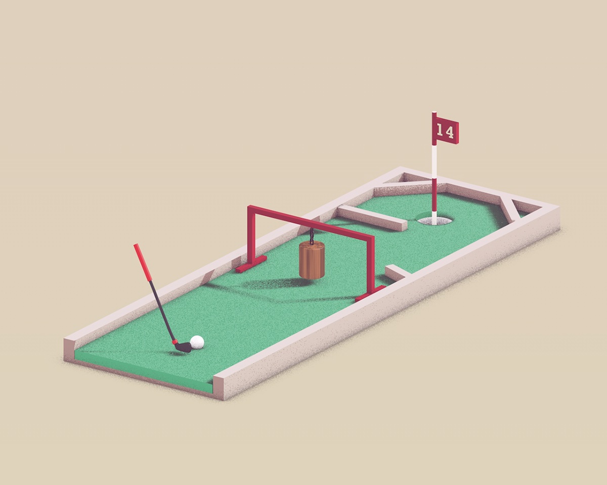 cinema 4d animation  golf sports gif motion graphics  design 3D adobe Behance art