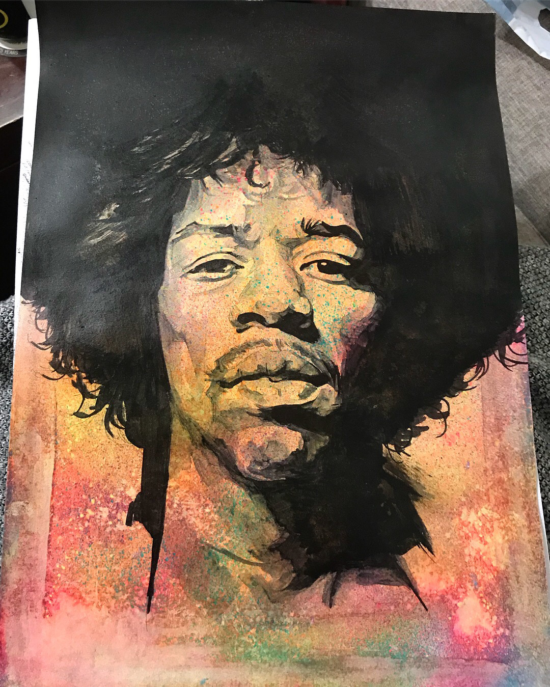 Icon Jimi Hendrix music poster art sketch portrait spray robert ekblom