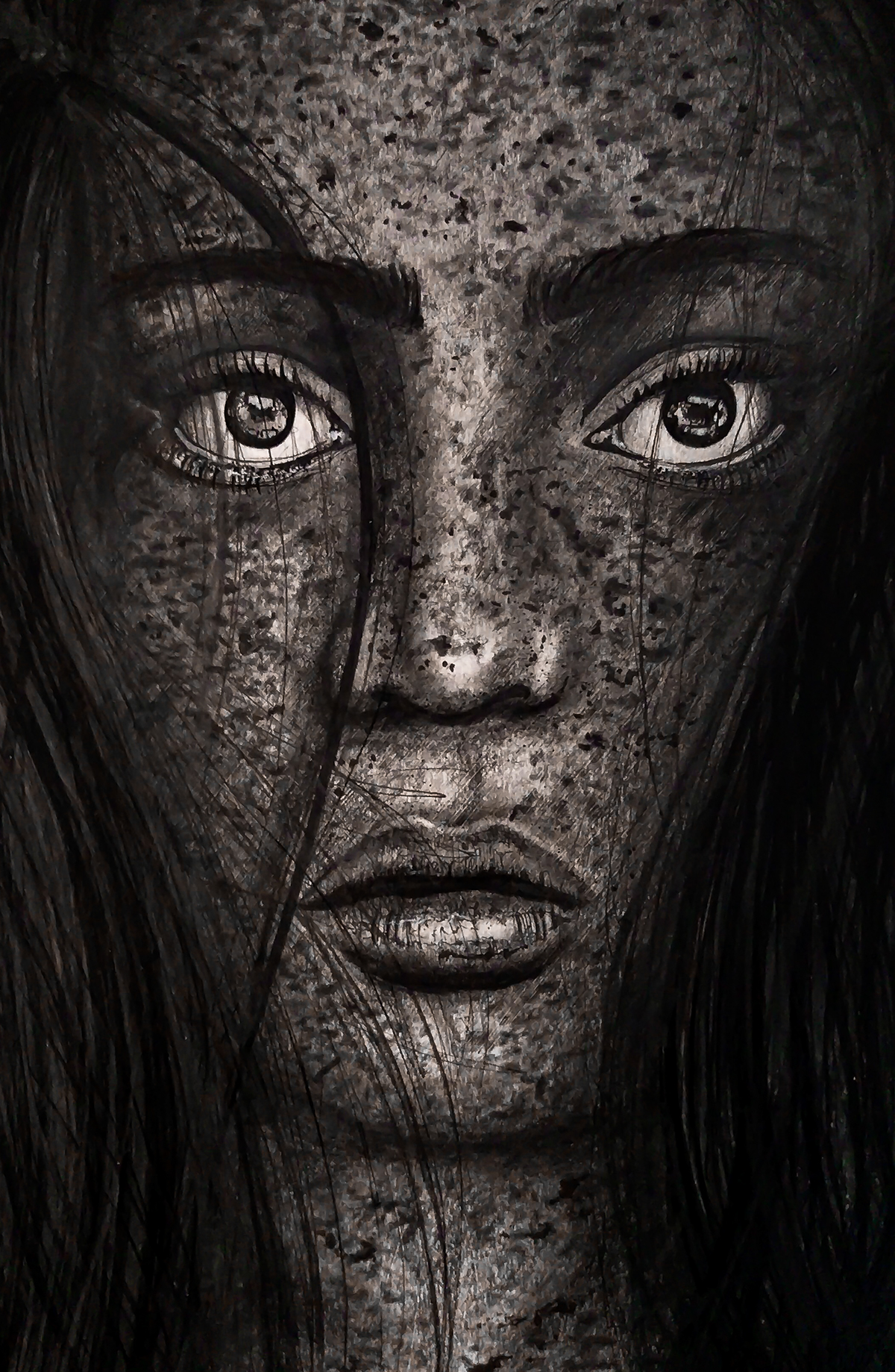 NIRVAN JAVAN art draw portrait woman b&w eye hair pencil face beauty paint hand drawn girl