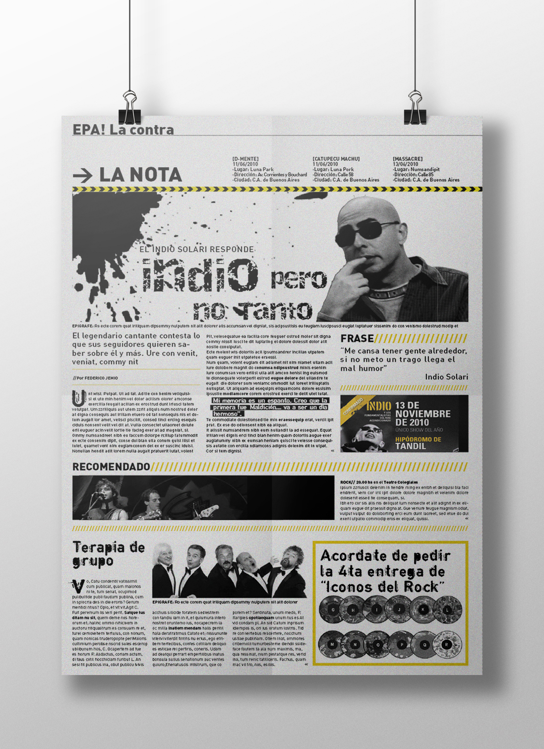 diario newspaper Suplemento musica Yantorno Ceratti solari diseño grafico fadu
