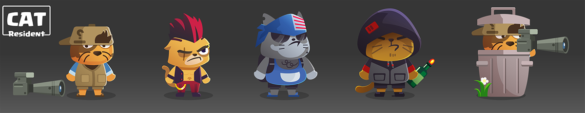 idle game concept Character Cat building house Icon