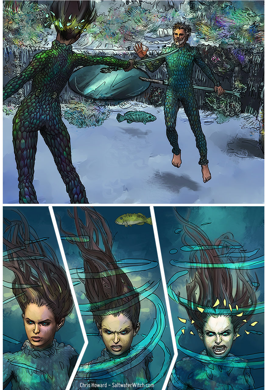 saltwater witch comic mermaids mermaid Chris Howard underwater Demons Armor