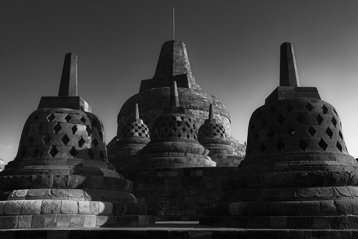 borobudur Buddha budhism indonesia sacred temple black and white java lightroom Photography 