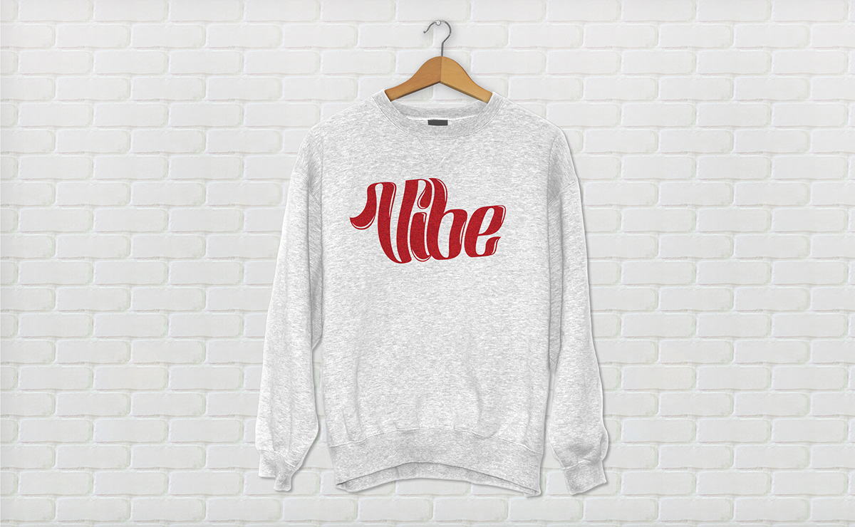 vibe CLOTHES BRAND caligraphic red white