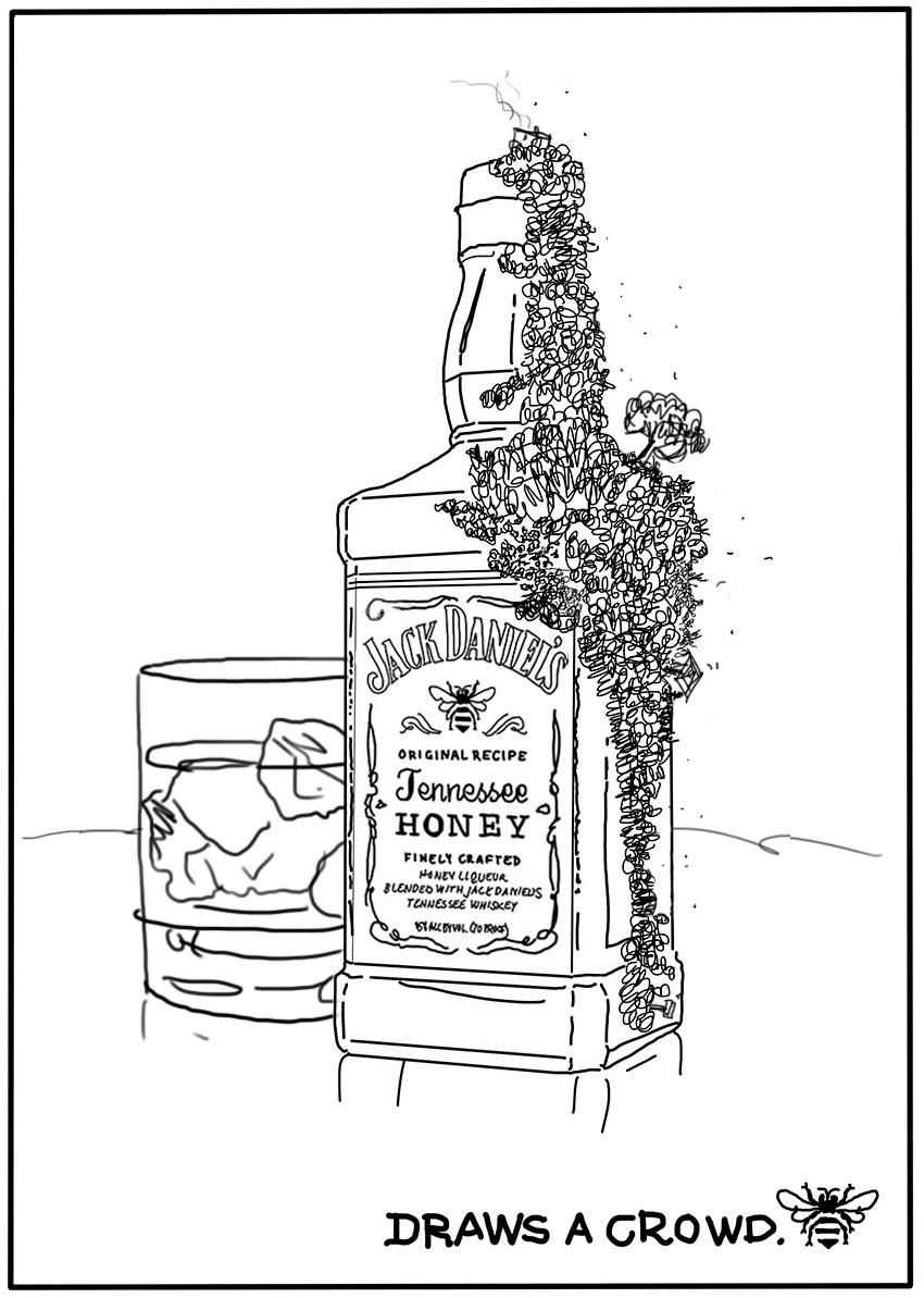 3D Whiskey alcohol art computer generated drinking sunset bottle jack daniel's honey glass