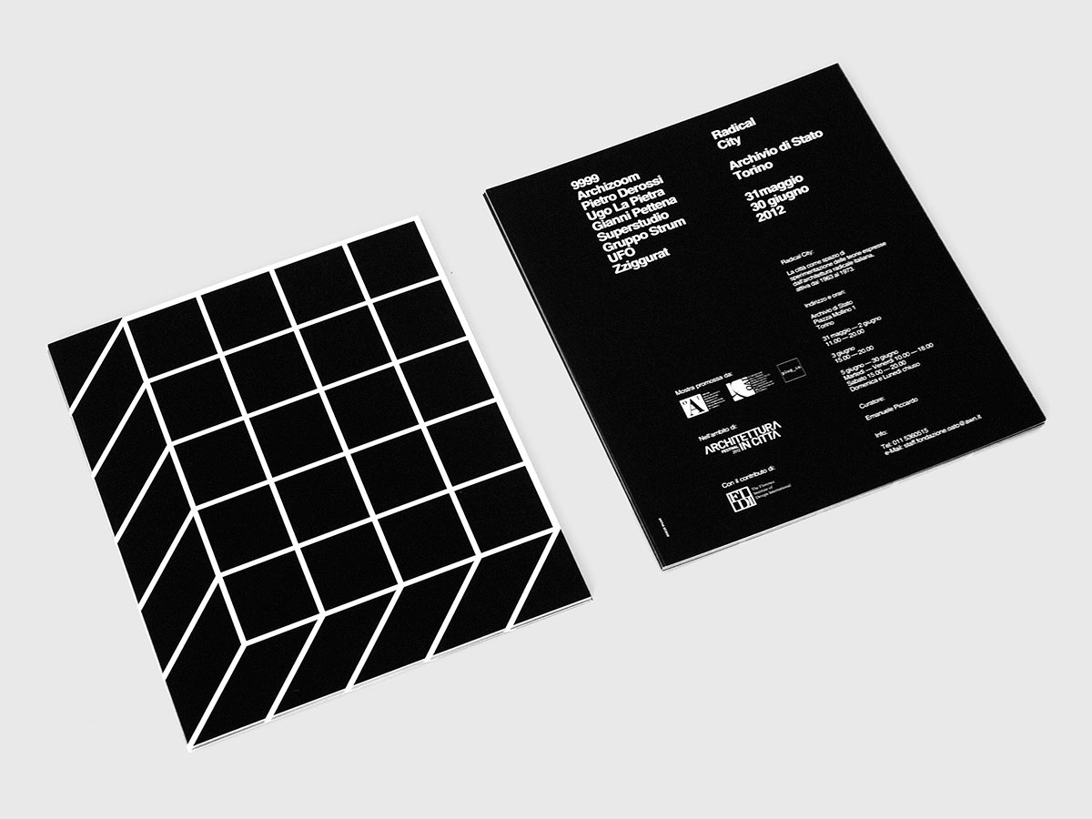 Radical City artiva design black White geometric grid daniele de batté davide sossi graphic design book Guide flyer poster radical architecture