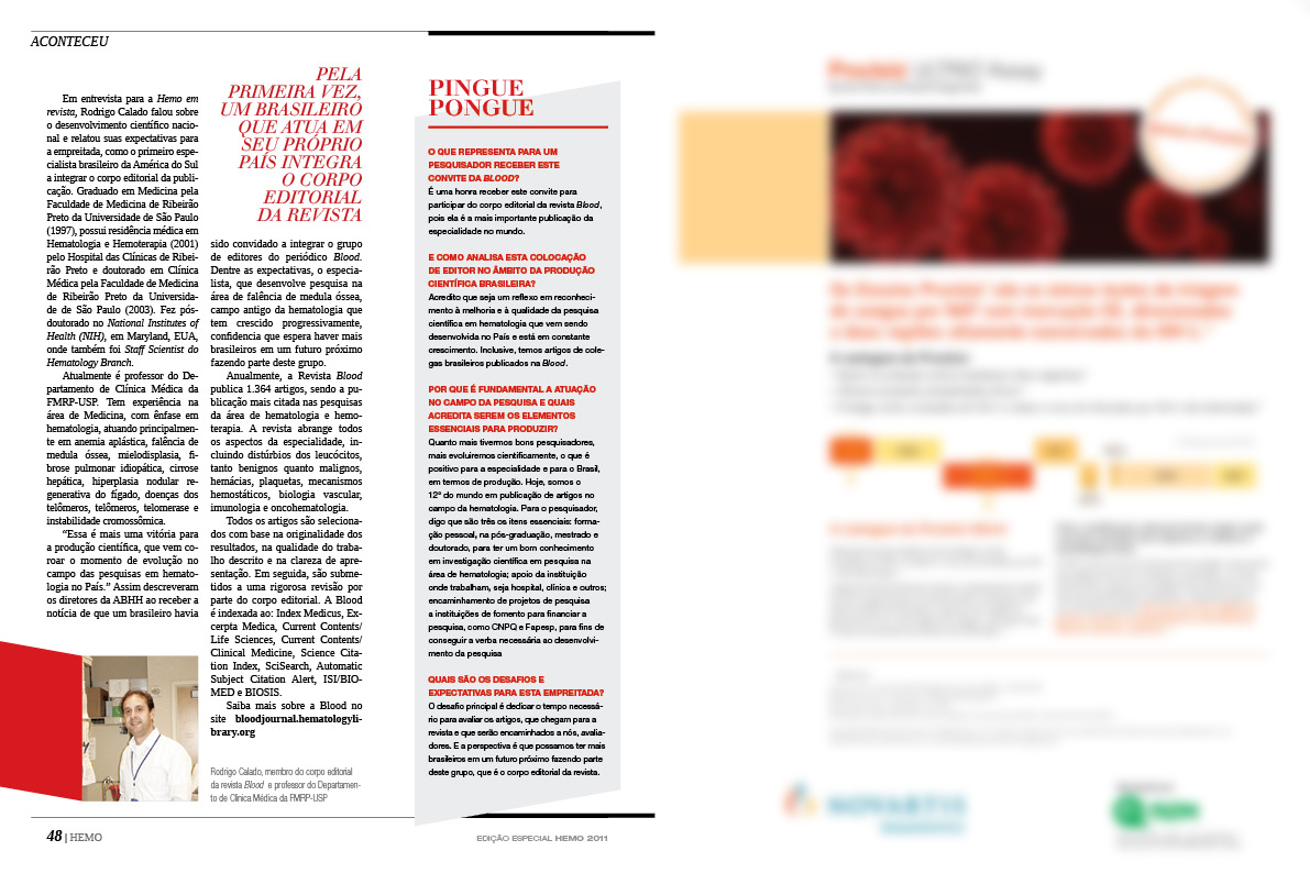 projeto gráfico revista editoração diagramação Hematologia hemoterapia terapia celular Cell Therapy hemotherapy hematology magazine