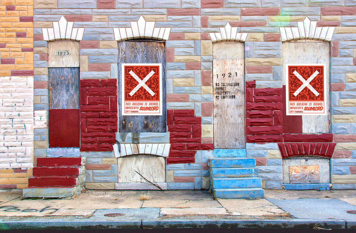 Baltimore wheatpaste design slumlord Vacant homes slum housing QR Code type