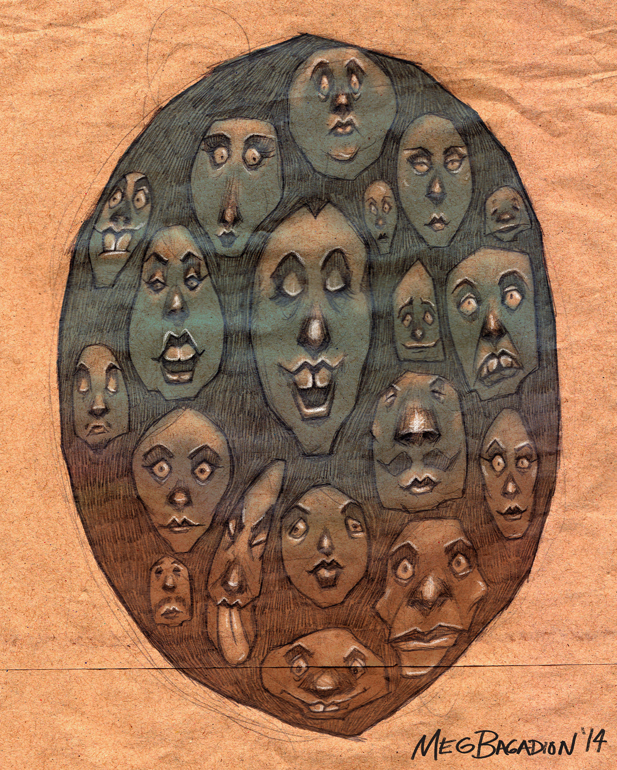 faces artph pencil children's book illustration portrait caricature   sketch noses digital paper bag dark fantasy