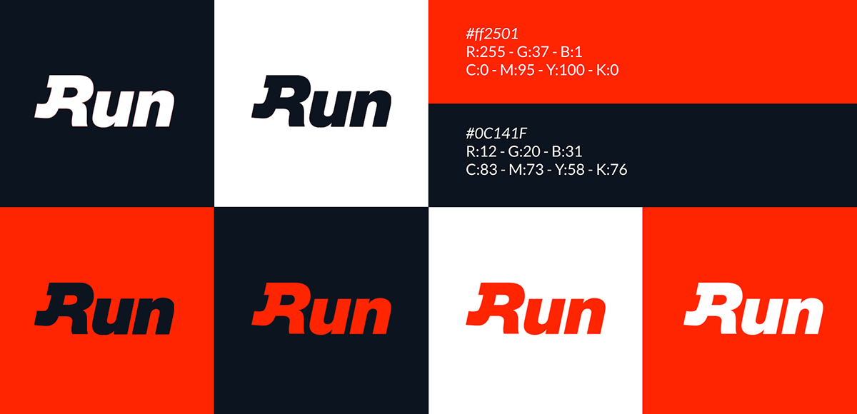run sport community Logotype running sprint match orange navy college vs. Competition champ slide horizontal