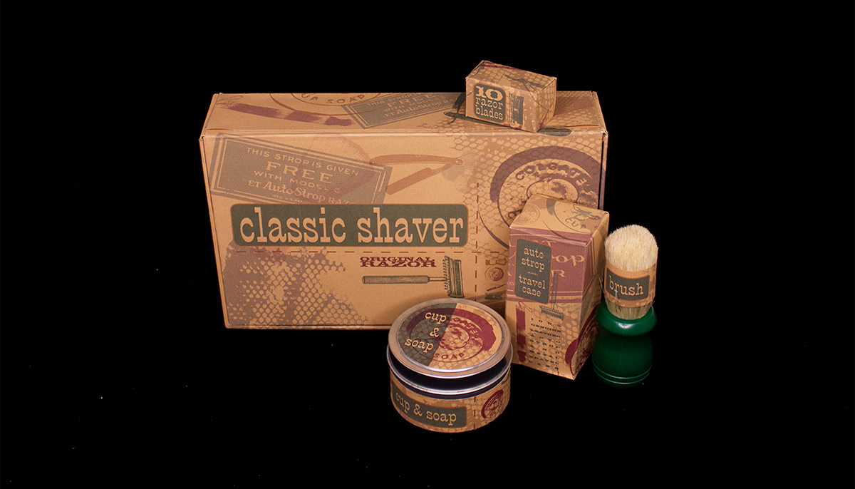 barber graphic design  natural Packaging shaver vintage western