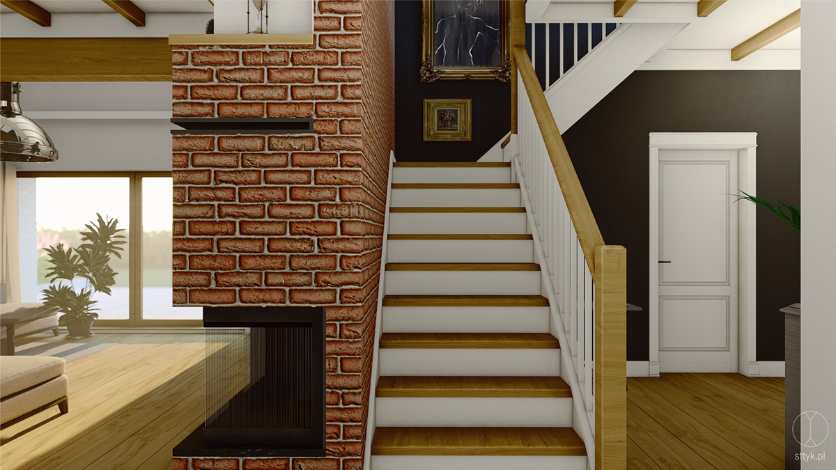 aranżacja salonu brick wall dąb naturalny eleganckie wnętrze interior design  klasyczne wnętrze pracownia sttyk projekt kuchni projekt wnętrz  zieleń we wnętrzach