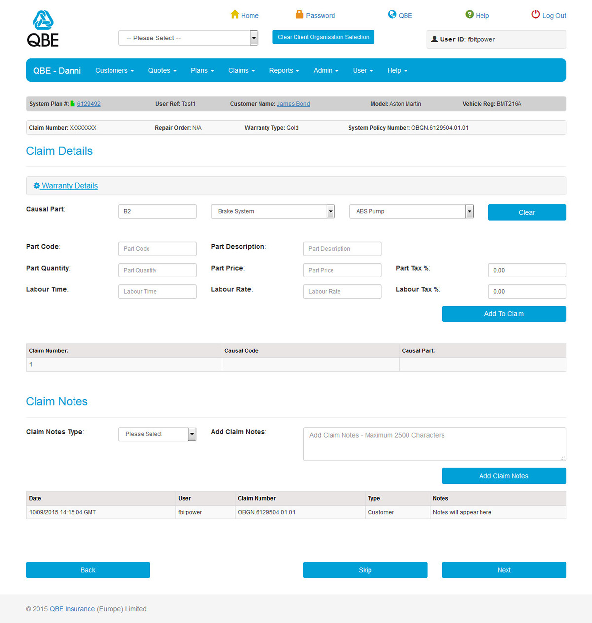 Online Insurance Portal data capture