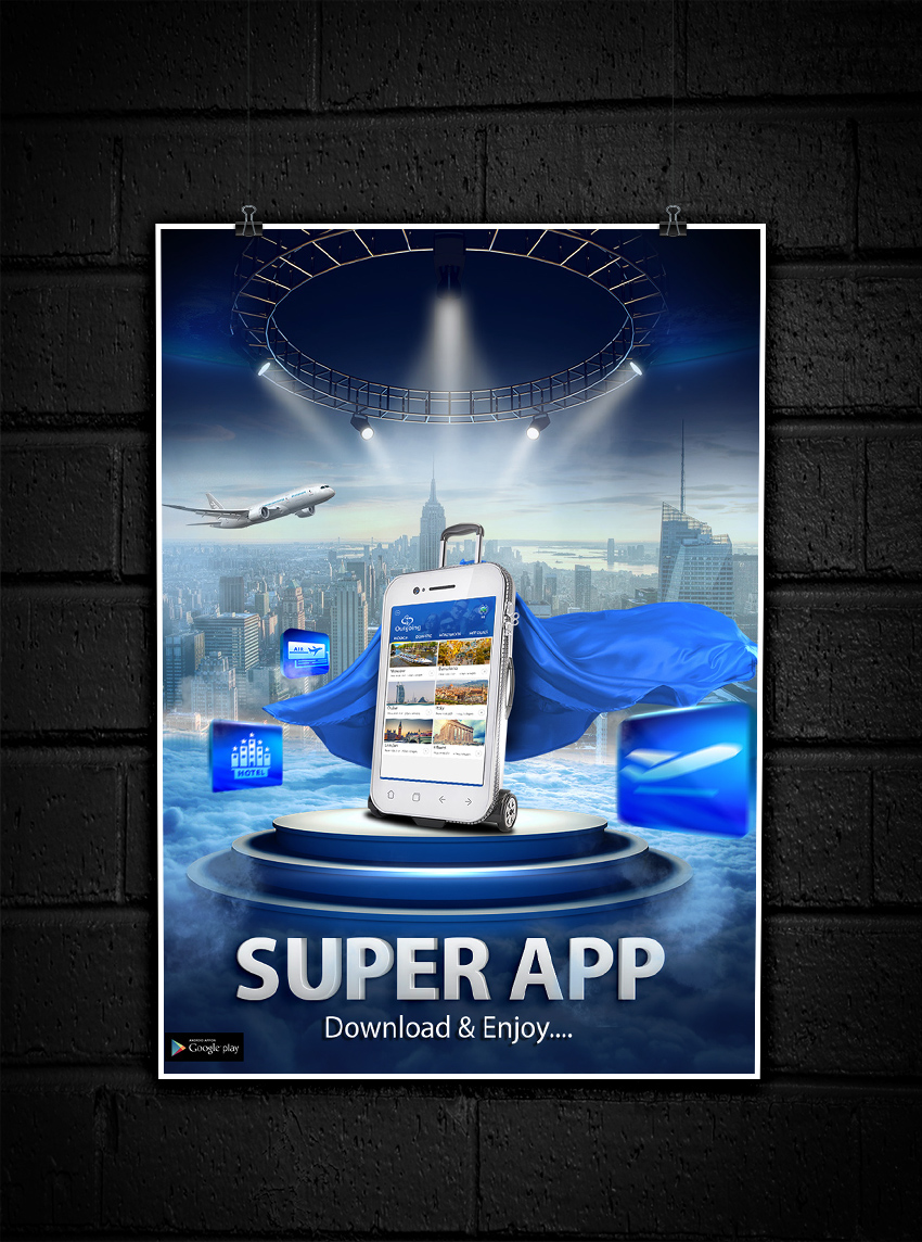 Design Poster for Mobile app super app creative poster creative mobile app Mobile apps ad