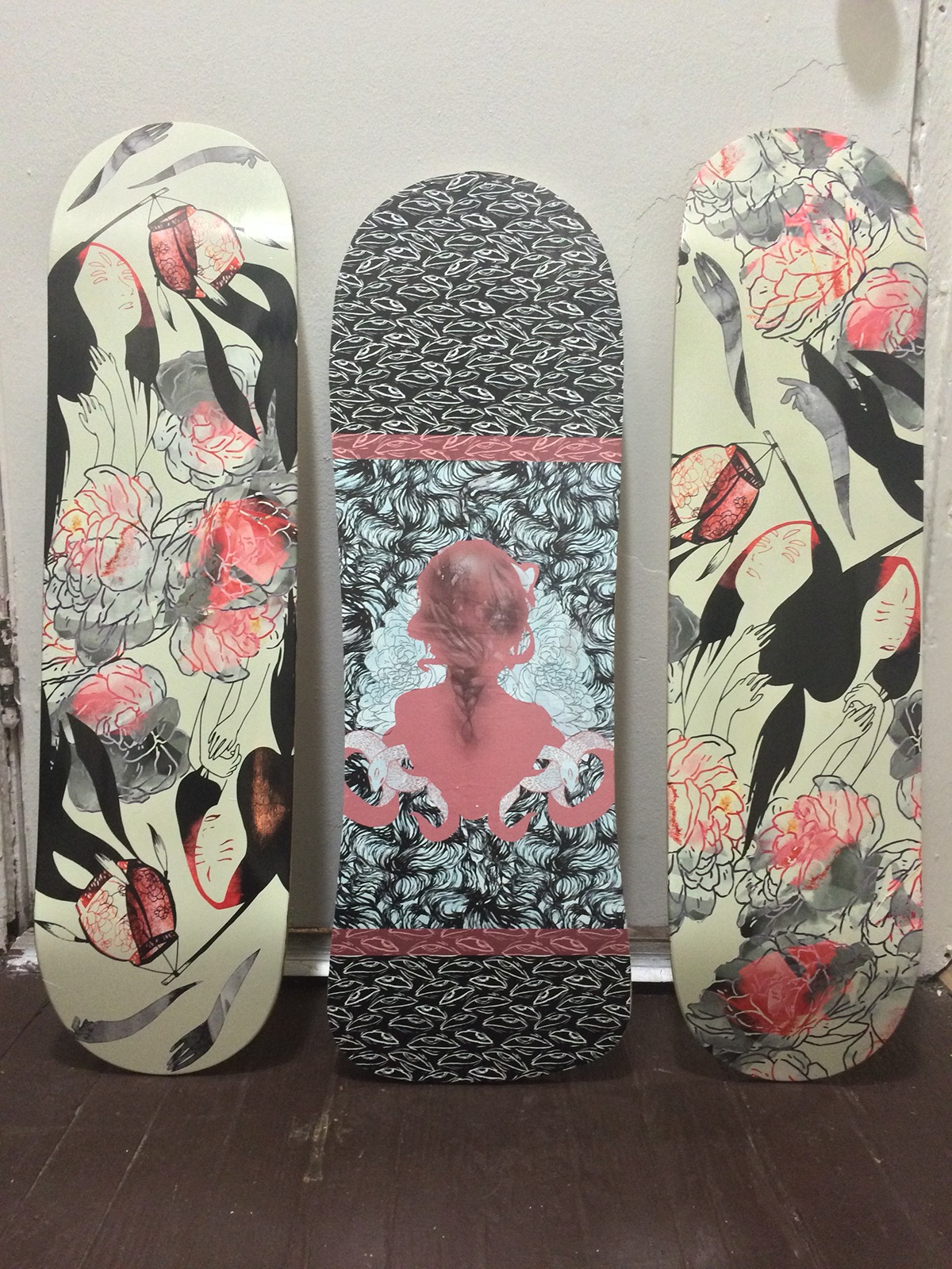 textile pattern print design skateboard girls skater Ghosts Ghost story