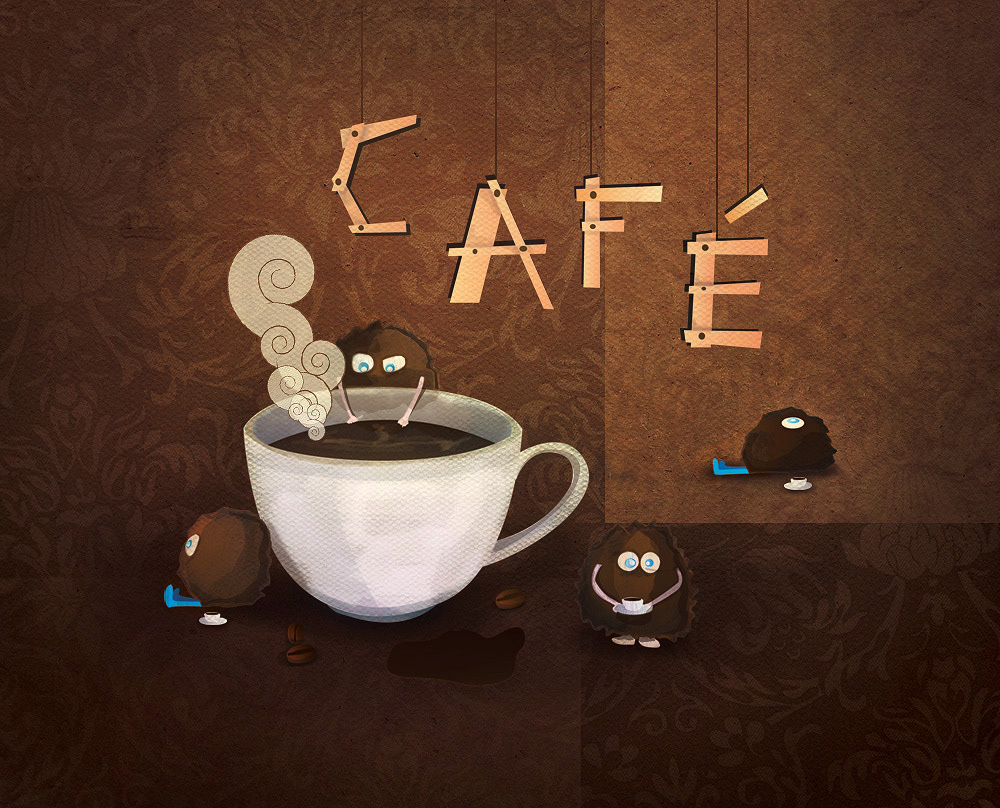 small small things like coffee cafe Coffee brown cartoon monster drink drank drunk art digital texture material