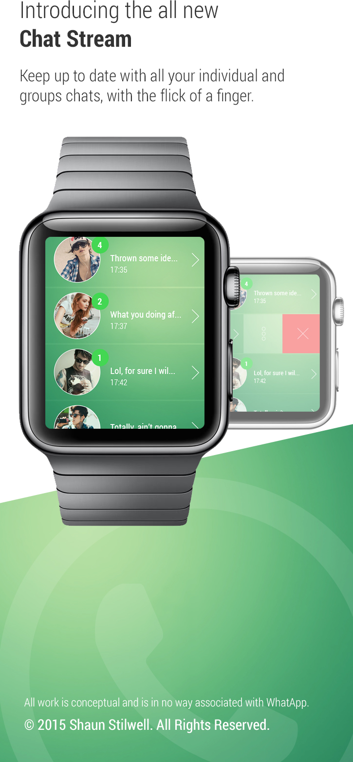 WhatsApp ux UI iwatch concept creative direction London shaun apple app application design wireframe prototype