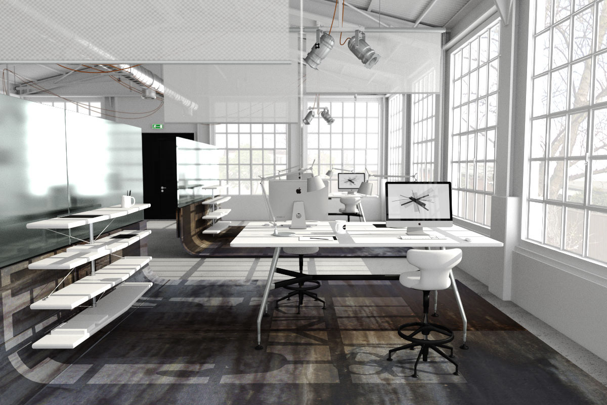 industrial space architectural visualization Office