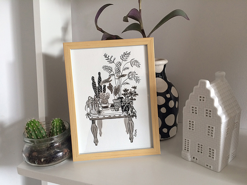 cactus drawings plants ink black and white frames art cactus mania
