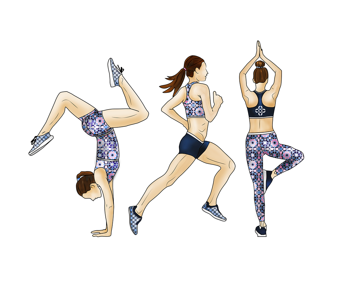 active wear athleisure jumpsuit versatile reversible print design  running Yoga risd