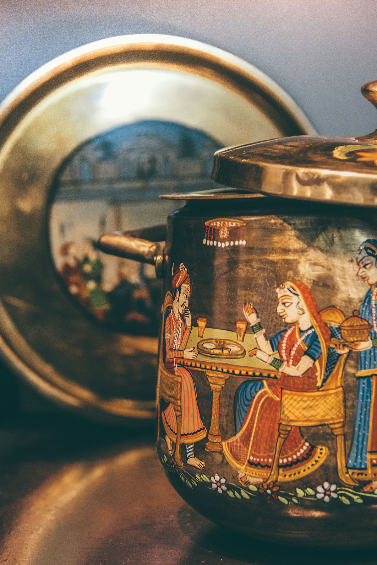 Indian Kitchen traditional utensils Metalware Crafts research ornamentation reintroduce copper brass Handpaint