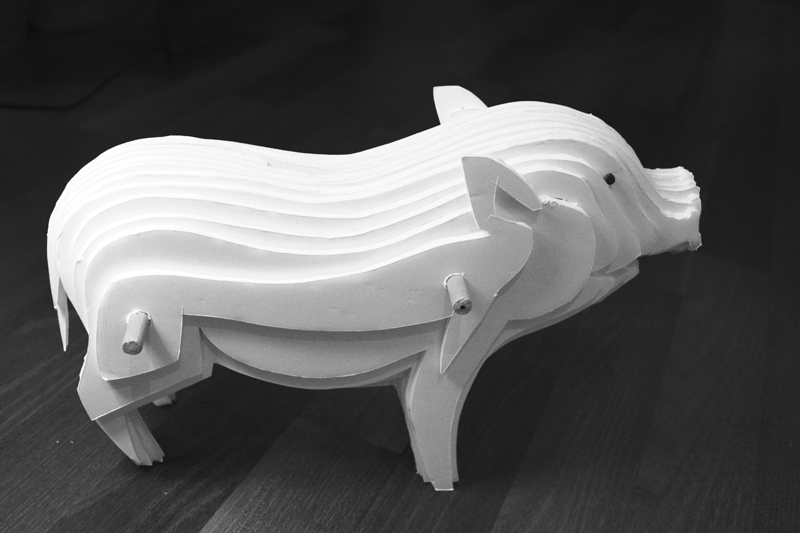 marton jancso martonjancso Foam paper pig layer layers toy kit animal pieces sculpture installation design