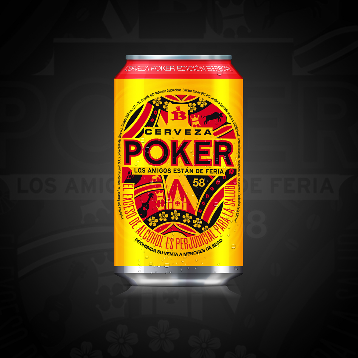 cristian camilo marin diseño visual etiqueta Label beer Poker Manizales gorotea colombia amarillo Icon cerveza yellow bottle cerveza poker