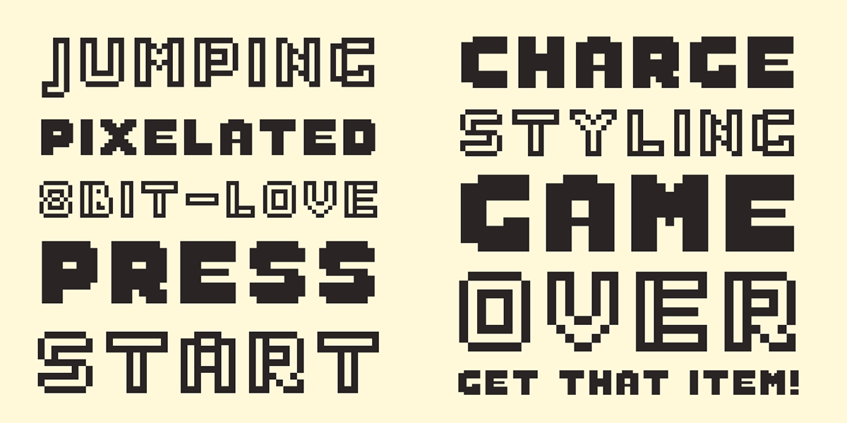 bitmap pixel Typeface font Free font 8-bit inline Filled EXTENDED free download