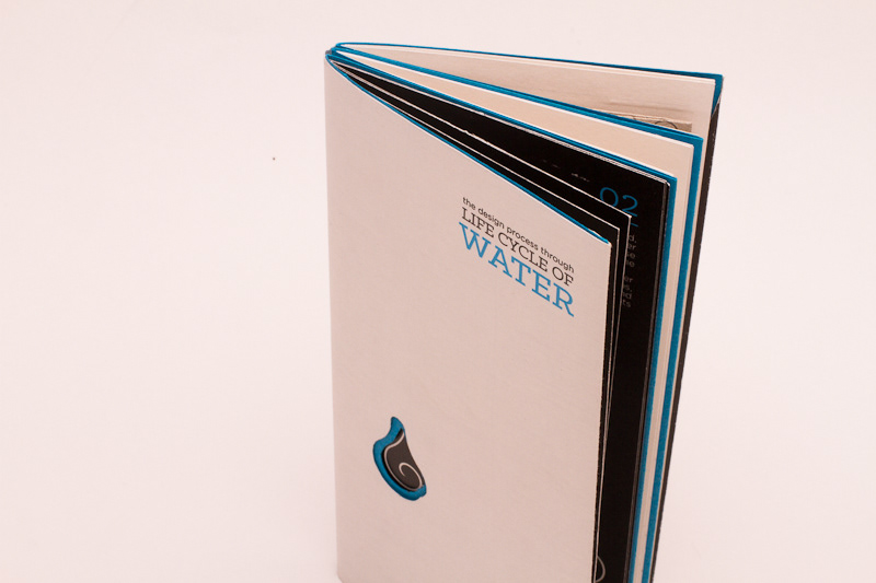 water life cycle organic design process metaphor Icon Booklet print blue saddle stitch tri-fold diagram droplet