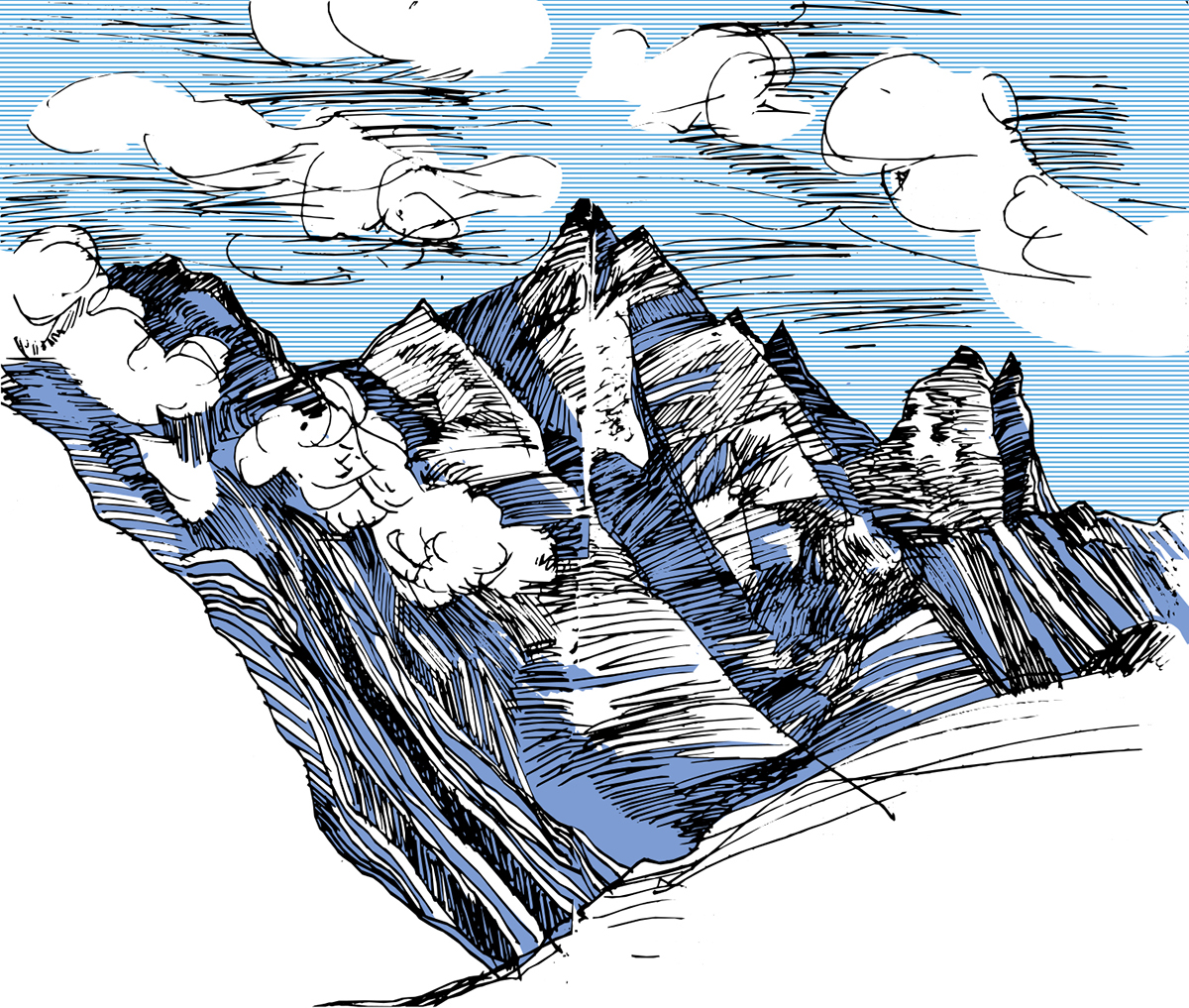 berge mountains drawings travel notes