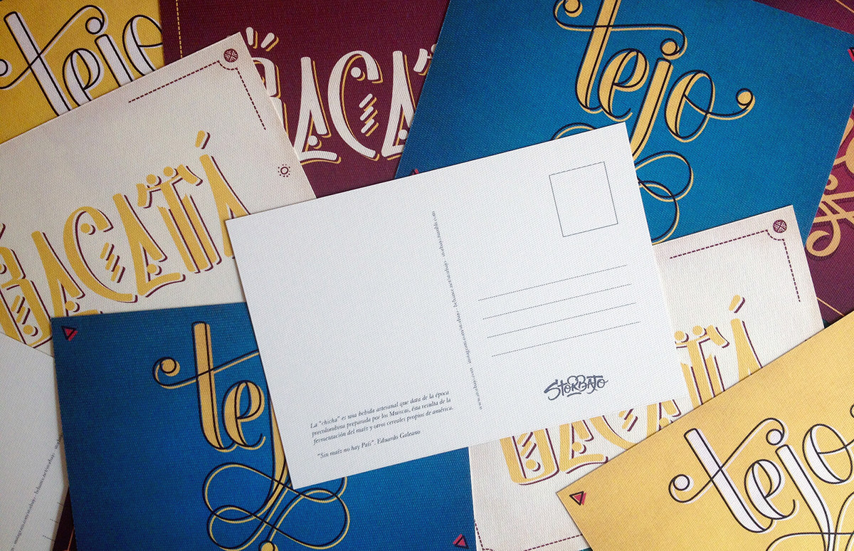postcards postales Bacata bogota colombia lettering HAND LETTERING type
