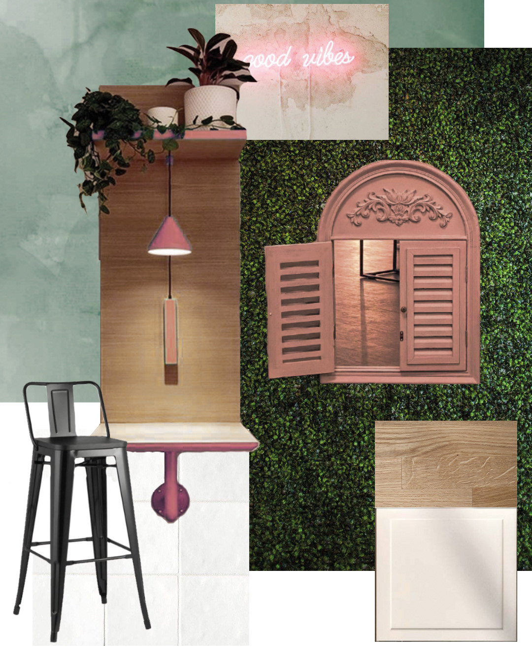 cafe coffee shop collage concept Interior interior design  mood moodboards