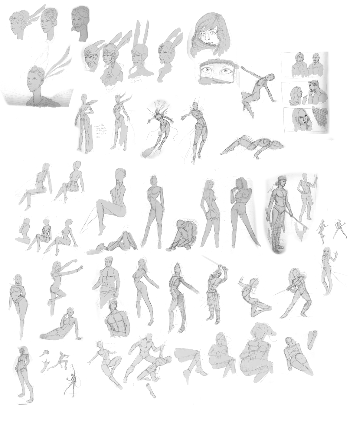 2D sketch compilation 2D Drawing  Character life drawing pose gesture girl male women woman sketch Compilation jon stewart