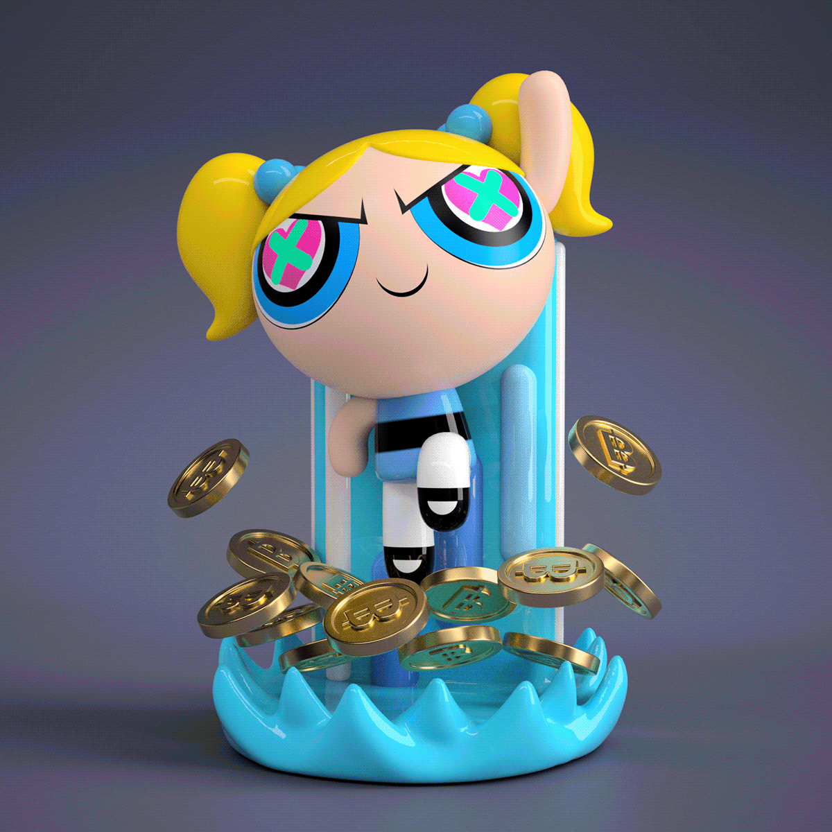 3D 3dmodeling arttoy bitcoin c4d cgiart Character popart powerpuffgirls toy