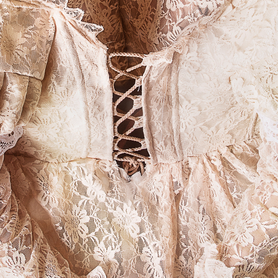 Victorian baroque lace handmade dress Princess Twins corset orange crinoline
