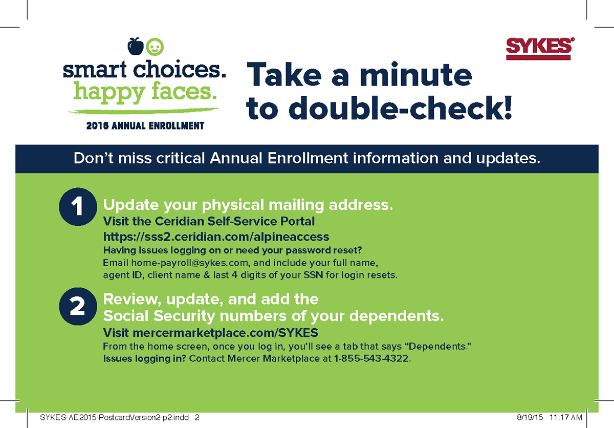 benefits postcard address validation Annual enrollment open enrollment