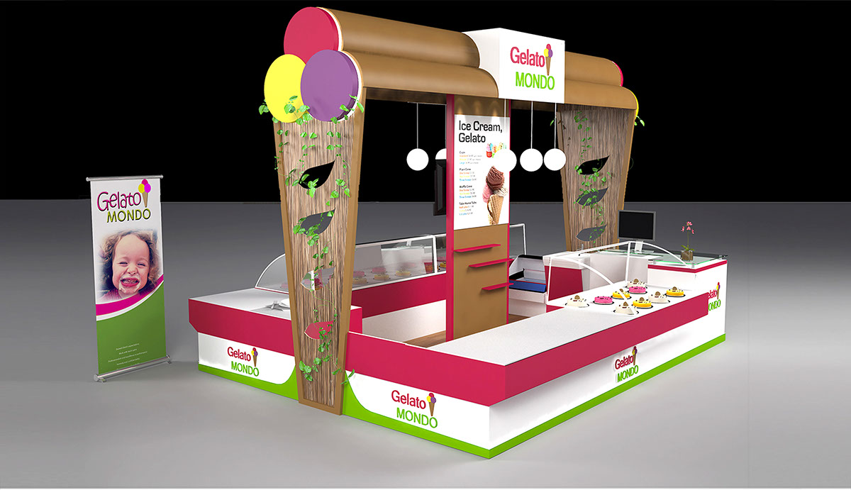 gelato mondo exhibition stand Event Design ice cream booth Kiosk booth design kiosk stand ice cream kiosk ice cream kioskstands