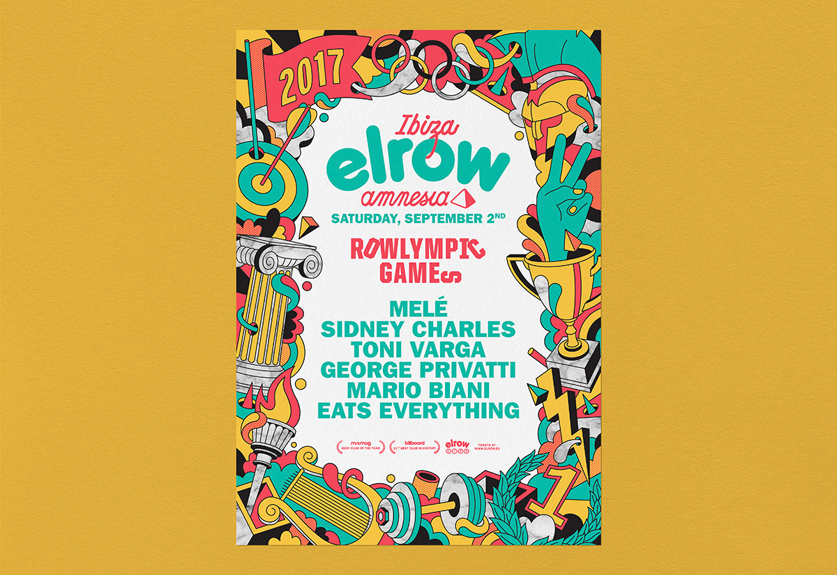 colorful electronic elrow funny ibiza ILLUSTRATION  music party poster thematic