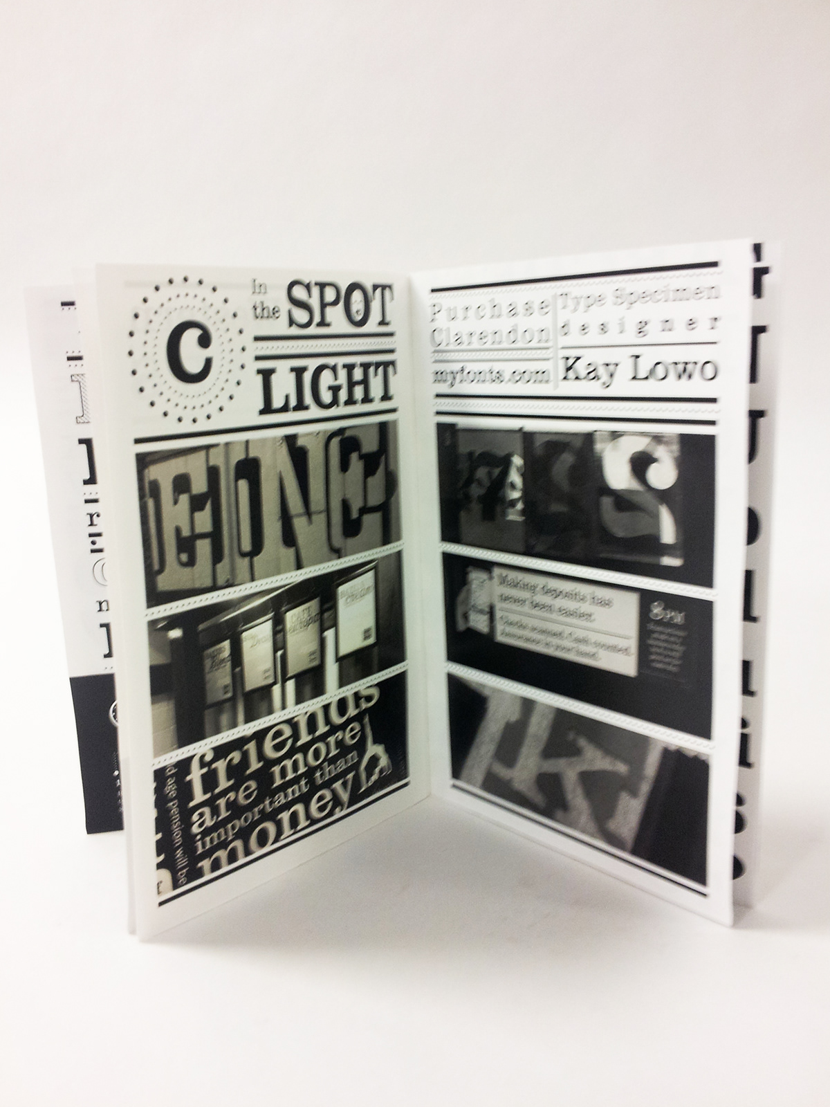 Clarendon Type Specimen book design printmaking