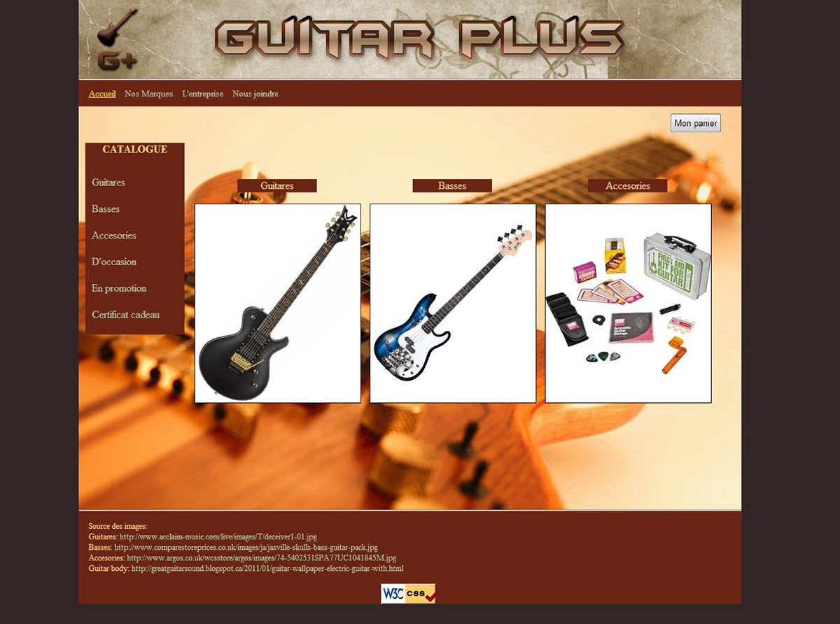 guitar guitare HTML xhtml css